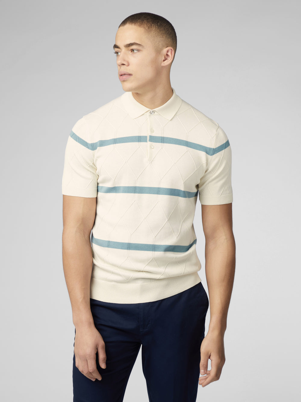 Knitwear Ben Sherman Signature Argyle Stripe Polo Blanche | EYH-88689932